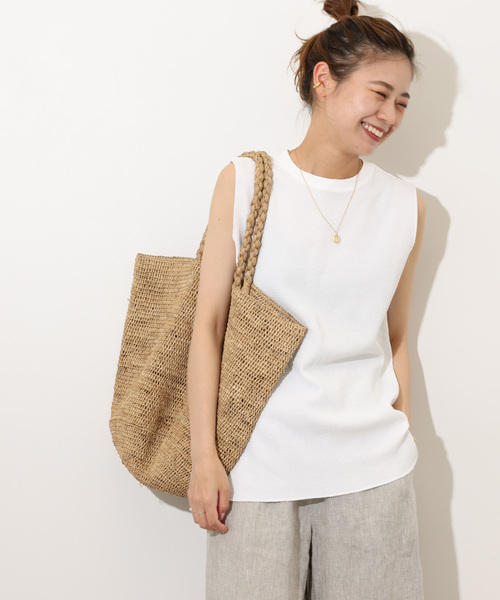 JOURNAL STANDARD relume（ジャーナルスタンダード　レリューム）の「《追加3》TCワッフルノースリーブ（Tシャツ/カットソー・レディース・ホワイト/チャコールグレー/ブラック/ブルー/ベージュ系その他/ピンク系その他・FREE）」の9枚目の写真