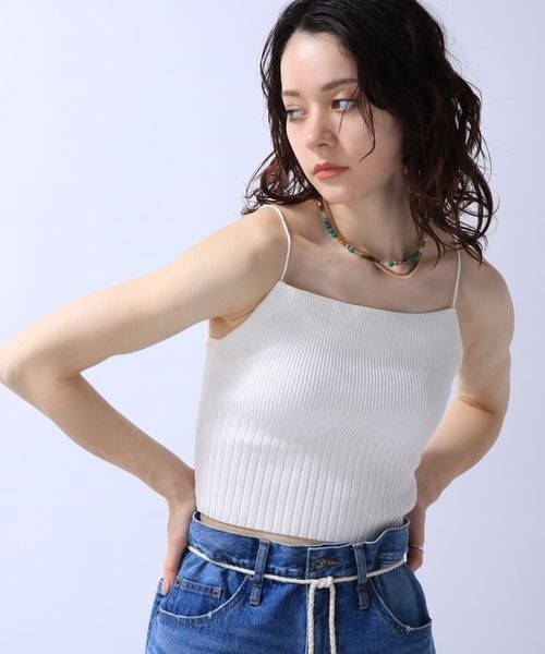 JEANASIS(ジーナシス)の「カップツキニットベアトップ/962444(キャミソール・レディース・ホワイト/ブラック・FREE)」の3枚目の写真