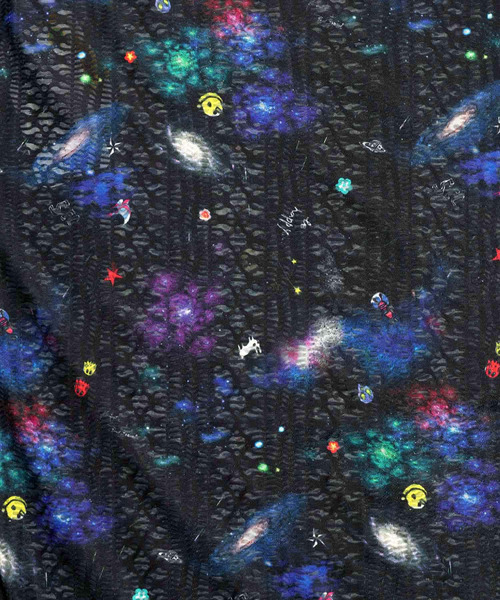 ScoLar（スカラー）の「132695：宇宙柄 レース切替ポンチョカーデ