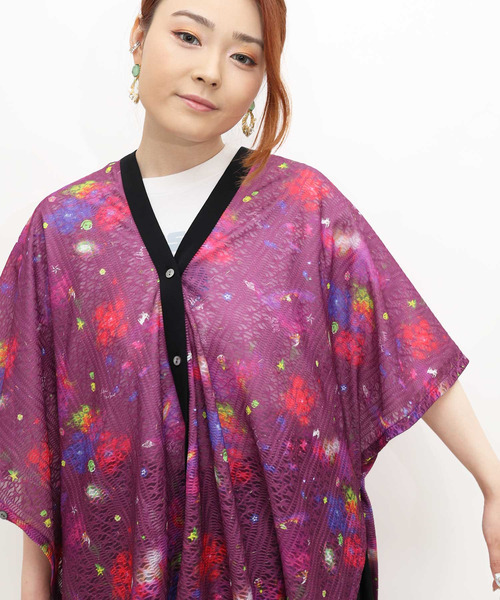 ScoLar スカラー*リバーシブル レース ジレ/カーディガン 新品 スカラー ScoLar レース切替ロングカーディガン （ブラック） -靴