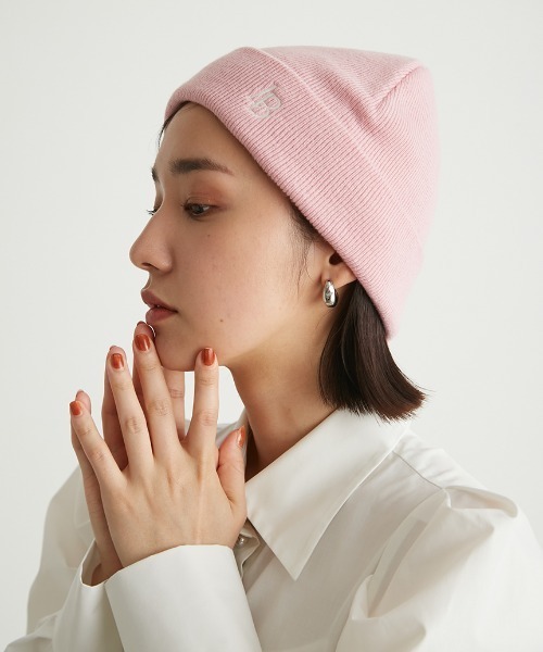 LILY BROWN（リリーブラウン）の「LBロゴ刺繍ニットビーニー（ニットキャップ/ビーニー・レディース・ピンク/アイボリー/グレー・FREE）」の3枚目の写真