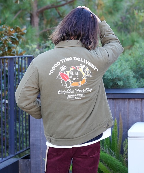 JACKET/ROIAL(ロイアル）サーフテイストグラフィックバックプリントミドル丈ブルゾン