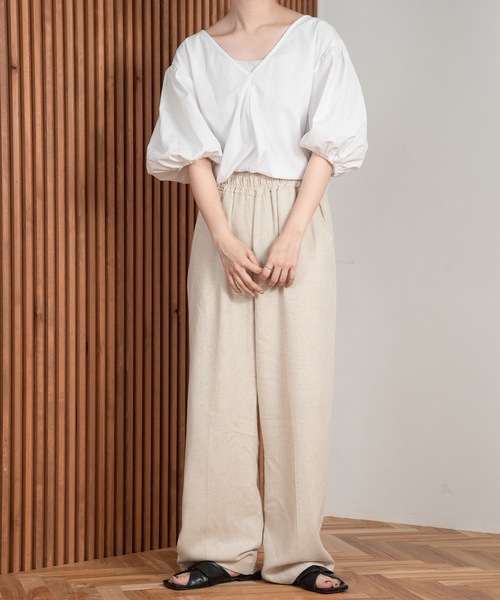 lawgy（ラウジー）の「back ribbon short blouse / バックリボンショートブラウス（シャツ/ブラウス・レディース・ホワイト/ブラック/ベージュ・FREE）」の8枚目の写真