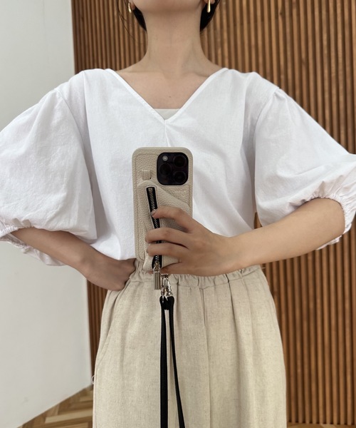 lawgy（ラウジー）の「back ribbon short blouse / バックリボンショートブラウス（シャツ/ブラウス・レディース・ホワイト/ブラック/ベージュ・FREE）」の19枚目の写真