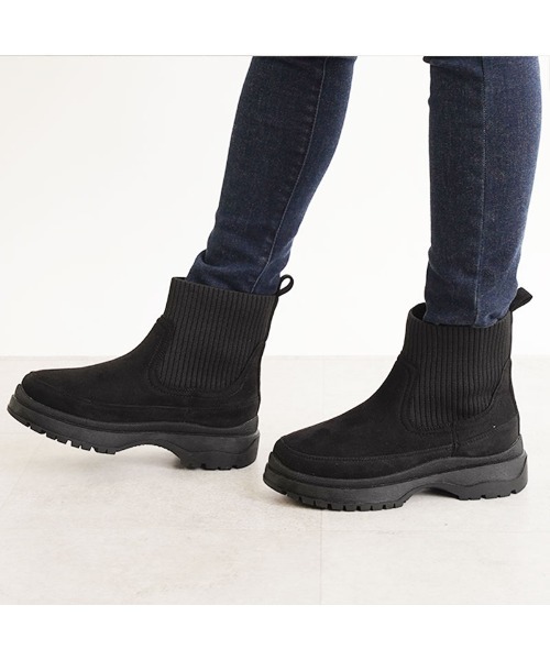はな✴︎ ブラック ニット ハイカットブーツ Piedi Nudi（ピエディヌーディ）の「BCC ニット使い 素材コンビブーツ