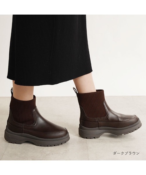 Piedi Nudi(ピエディヌーディ)の「BCC ニット使い 素材コンビブーツ(ブーツ・レディース・ブラック系その他/ダークブラウン/アイボリー/ブラック・S/M/L/LL)」の10枚目の写真