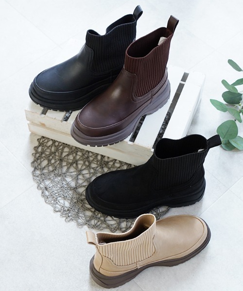 Piedi Nudi(ピエディヌーディ)の「BCC ニット使い 素材コンビブーツ(ブーツ・レディース・ブラック系その他/ダークブラウン/アイボリー/ブラック・S/M/L/LL)」の8枚目の写真