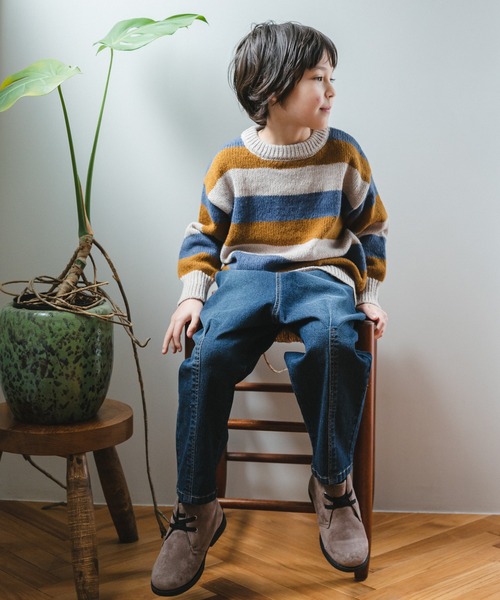 pairmanon（ペアマノン）の「マルチボーダー クルーネック ニット プルオーバー（ニット/セーター・キッズ・ピンク系その他4/ブルー・M/L/S/XS）」の6枚目の写真