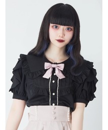 ラッフルスリーブタックブラウス