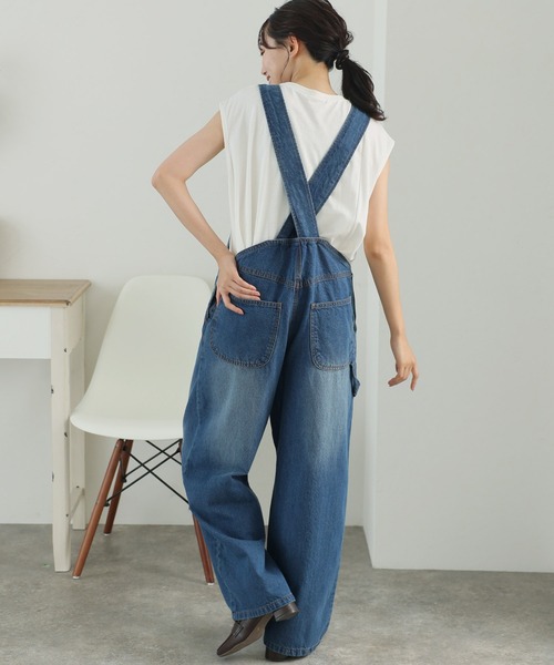 ElegChic(エレグシック)の「クロスサスペンダーサロペットパンツ(サロペット/オーバーオール・レディース・ネイビー/ブルー・3L/4L/M/L/XL)」の9枚目の写真