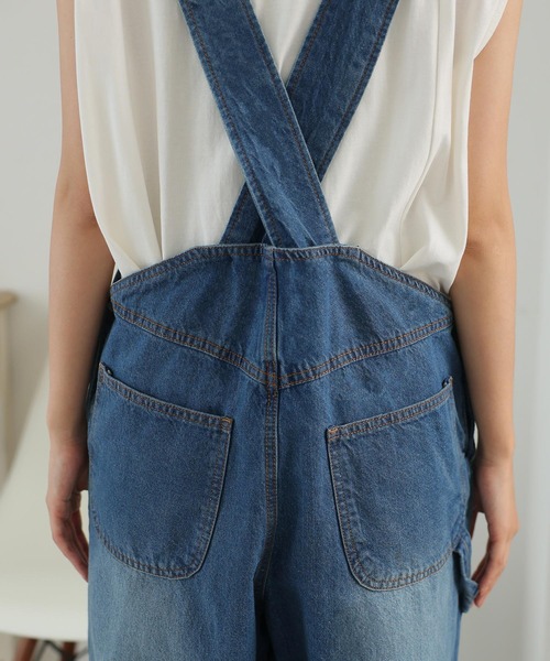 ElegChic(エレグシック)の「クロスサスペンダーサロペットパンツ(サロペット/オーバーオール・レディース・ネイビー/ブルー・3L/4L/M/L/XL)」の4枚目の写真