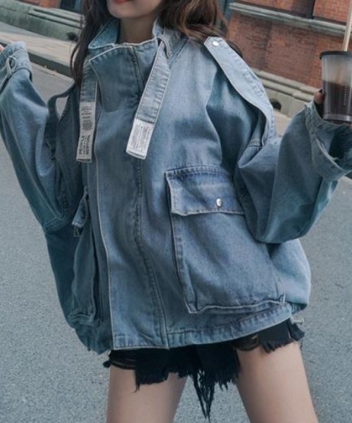 deux amour（ドゥーザムール）の「ルーズシルエットジップアップデニムジャケット（デニムジャケット・レディース・ブルー・FREE）」の3枚目の写真