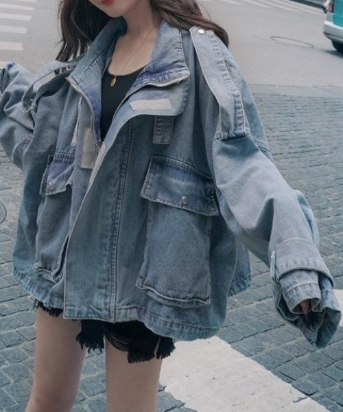 deux amour（ドゥーザムール）の「ルーズシルエットジップアップデニムジャケット（デニムジャケット・レディース・ブルー・FREE）」の5枚目の写真