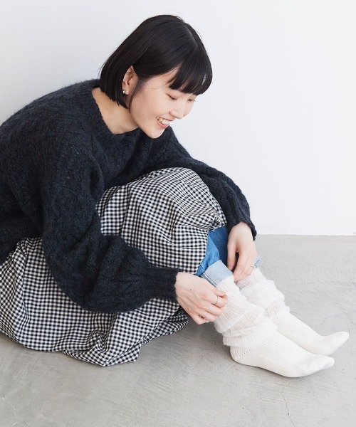 l'atelier du savon（アトリエドサボン）の「ゆるゆるソックス（ソックス/靴下・レディース・ピンク/ホワイト・FREE）」の8枚目の写真