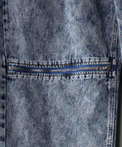 SITRY（シトリー）の「Wide Tapered Zip Denim pants/ワイドテーパード ジップ デニム パンツ（デニムパンツ・メンズ・ホワイト/ブラック/ケミカルウォッシュ/ライトブラック・L/M）」の7枚目の写真