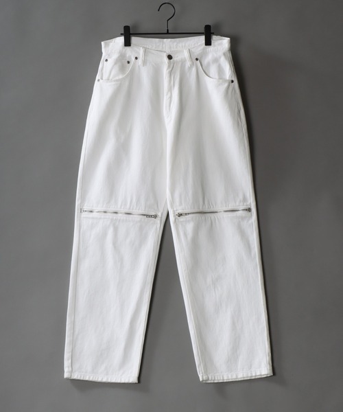 SITRY（シトリー）の「Wide Tapered Zip Denim pants/ワイドテーパード ジップ デニム パンツ（デニムパンツ・メンズ・ホワイト/ブラック/ケミカルウォッシュ/ライトブラック・L/M）」の15枚目の写真