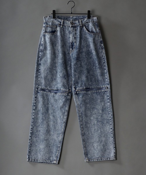 SITRY（シトリー）の「Wide Tapered Zip Denim pants/ワイドテーパード ジップ デニム パンツ（デニムパンツ・メンズ・ホワイト/ブラック/ケミカルウォッシュ/ライトブラック・L/M）」の18枚目の写真