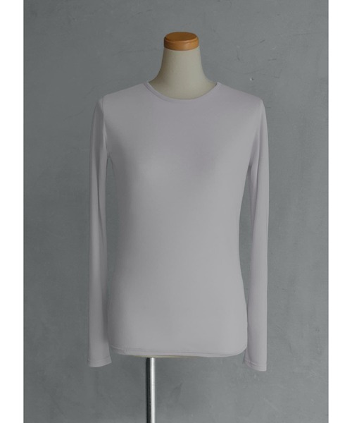 STYLE DELI（スタイルデリ）の「【シルキーシアー】インナークルーネックトップス（Tシャツ/カットソー・レディース・チャコールグレー/ホワイト系/ライトブラウン/ライトグレー・SMALL/MEDIUM）」の4枚目の写真