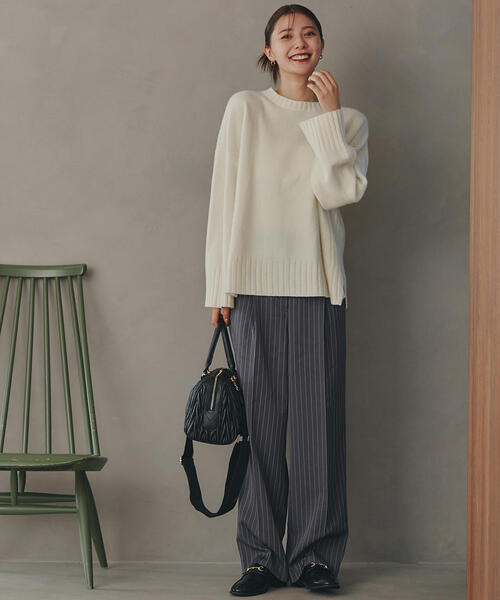 N.（N. Natural Beauty Basic）（エヌエヌナチュラルビューティーベーシック）の「◆デンスホワイトプルオーバーニット（ニット/セーター・レディース・レッド/ホワイト/ピンク・MEDIUM）」の4枚目の写真