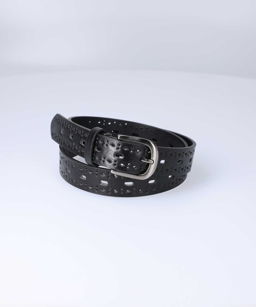 Right-on(ライトオン)の「30タテパンチングベルト(ベルト・レディース・ブラウン/ブラック・フリー)」の2枚目の写真