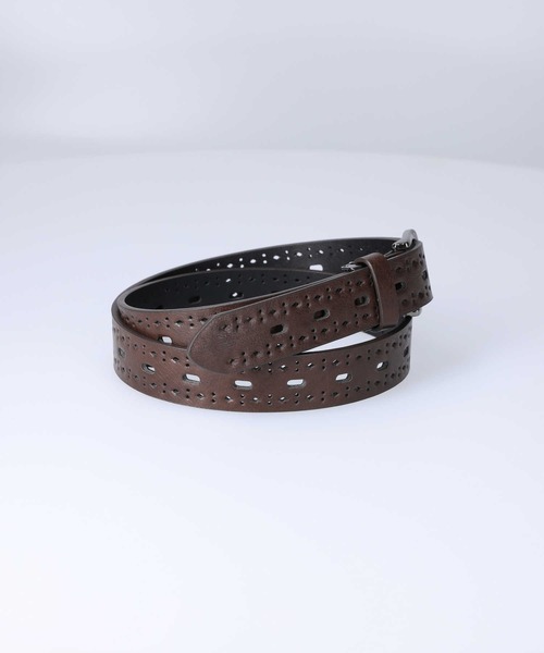 Right-on(ライトオン)の「30タテパンチングベルト(ベルト・レディース・ブラウン/ブラック・フリー)」の6枚目の写真