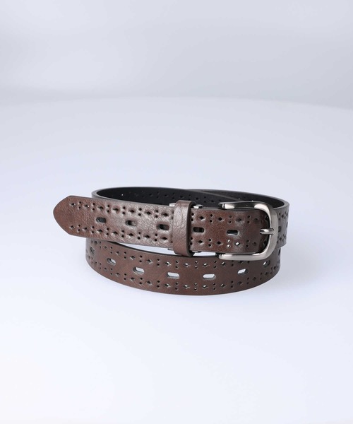 Right-on(ライトオン)の「30タテパンチングベルト(ベルト・レディース・ブラウン/ブラック・フリー)」の5枚目の写真