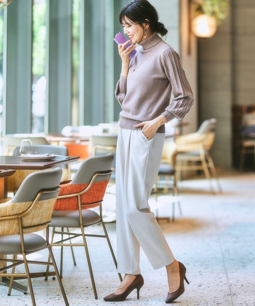 nissen(ニッセン)の「両面起毛タックテーパードパンツ(ストレッチ素材)(スラックス・レディース・アイボリー/ネイビー系/グリーン/ブラック/ブラウン系/ブラック系1/グレー系1/ブラウン系1/ベージュ系1・S/M/LL/L/3L)」の17枚目の写真