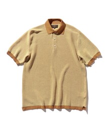 2トーン 和紙 ニット ポロシャツ