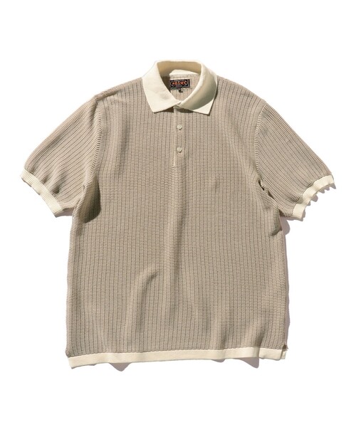 BEAMS PLUS（ビームスプラス）の「2トーン 和紙 ニット ポロシャツ（ポロシャツ・メンズ・オレンジ/オフホワイト/ベージュ/ブラック/ネイビー・XL/L/M/S）」の2枚目の写真
