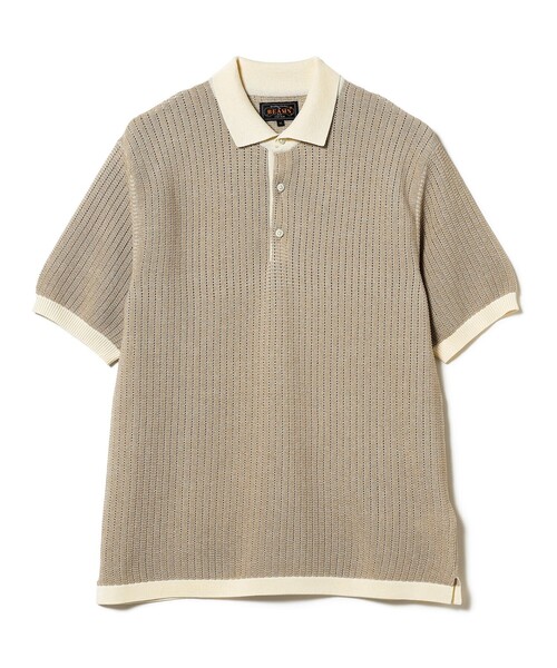 BEAMS PLUS（ビームスプラス）の「2トーン 和紙 ニット ポロシャツ（ポロシャツ・メンズ・オレンジ/オフホワイト/ベージュ/ブラック/ネイビー・XL/L/M/S）」の15枚目の写真