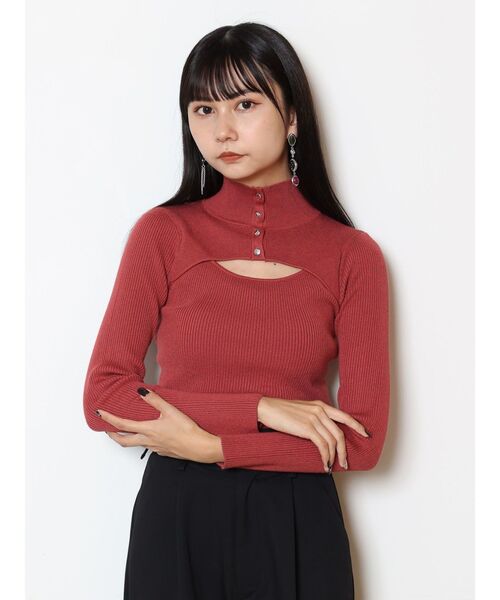 MURUA(ムルーア)の「フロントボタンタイトニット(ニット/セーター・レディース・ブラック/ベージュ/ピンク・FREE)」の9枚目の写真