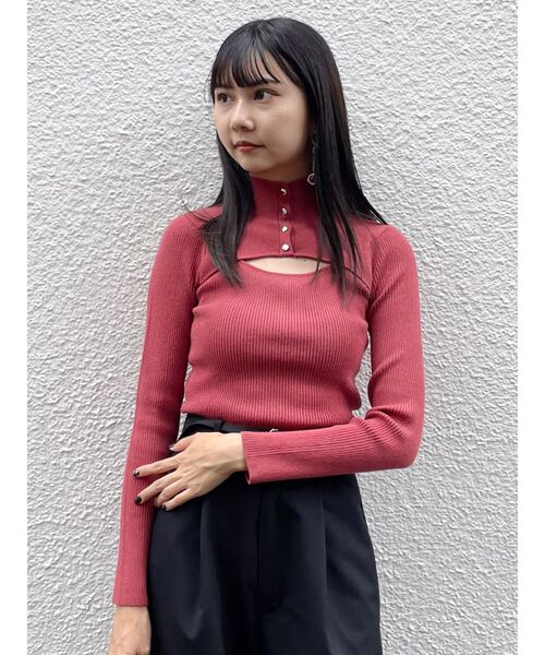 MURUA(ムルーア)の「フロントボタンタイトニット(ニット/セーター・レディース・ブラック/ベージュ/ピンク・FREE)」の10枚目の写真