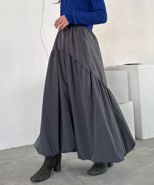 EPIMI E'PIMMY（エピミエピミー）の「ラウンドティアードバルーンスカート（スカート・レディース・チャコールグレー/ブラック/グレイッシュベージュ・MEDIUM）」の3枚目の写真