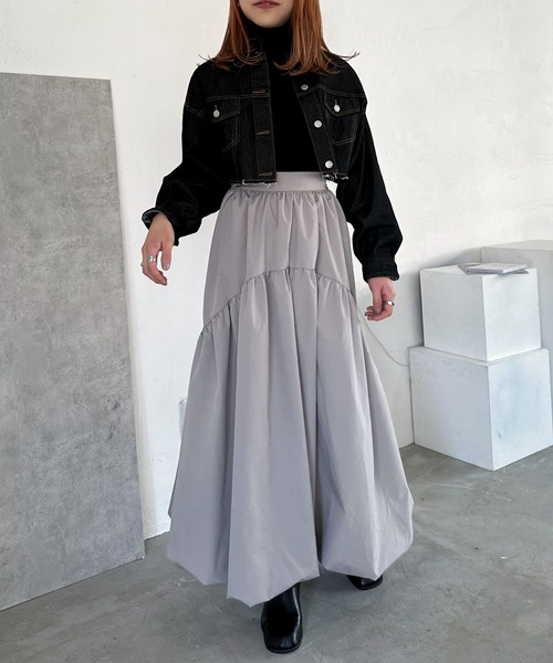 EPIMI E'PIMMY（エピミエピミー）の「ラウンドティアードバルーンスカート（スカート・レディース・チャコールグレー/ブラック/グレイッシュベージュ・MEDIUM）」の15枚目の写真