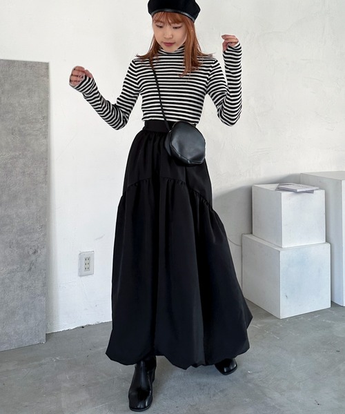 EPIMI E'PIMMY（エピミエピミー）の「ラウンドティアードバルーンスカート（スカート・レディース・チャコールグレー/ブラック/グレイッシュベージュ・MEDIUM）」の9枚目の写真