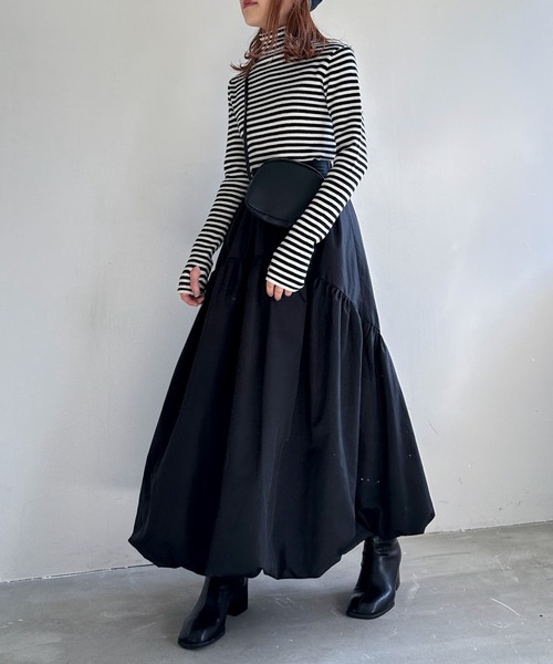 EPIMI E'PIMMY（エピミエピミー）の「ラウンドティアードバルーンスカート（スカート・レディース・チャコールグレー/ブラック/グレイッシュベージュ・MEDIUM）」の4枚目の写真