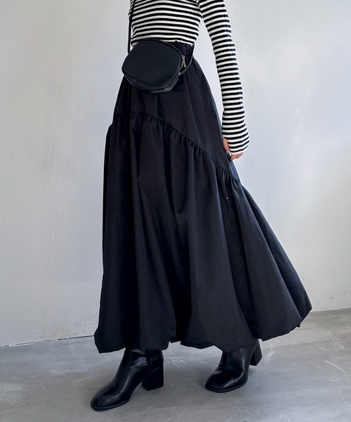 EPIMI E'PIMMY（エピミエピミー）の「ラウンドティアードバルーンスカート（スカート・レディース・チャコールグレー/ブラック/グレイッシュベージュ・MEDIUM）」の10枚目の写真