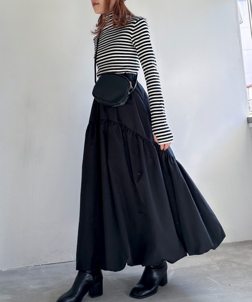 EPIMI E'PIMMY（エピミエピミー）の「ラウンドティアードバルーンスカート（スカート・レディース・チャコールグレー/ブラック/グレイッシュベージュ・MEDIUM）」の8枚目の写真