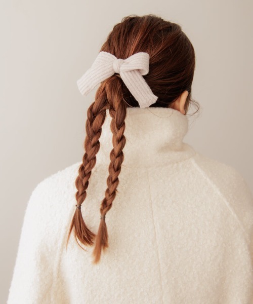 flower（フラワー）の「ニットリボンピン（ヘアピン・レディース・アイボリー/ブラック・FREE）」の4枚目の写真