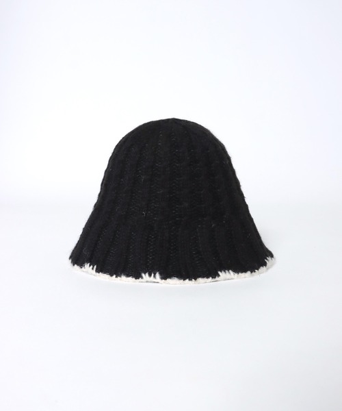 Three Four Time（ｽﾘｰﾌｫｰﾀｲﾑ）の「ケーブル編みニットバケットハット（ハット・レディース・ブラック/ライトベージュ・FREE）」の6枚目の写真