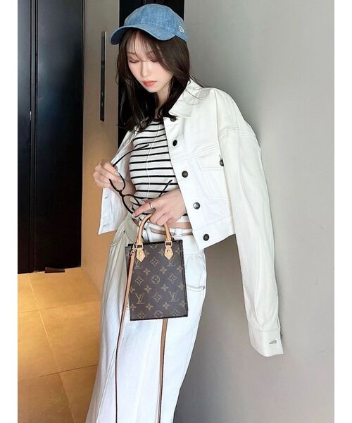 RESEXXY（リゼクシー）の「ステッチデザインショートジャケット（デニムジャケット・レディース・ホワイト/インディゴブルー・FREE）」の6枚目の写真