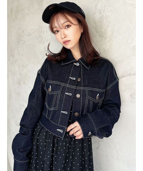 RESEXXY（リゼクシー）の「ステッチデザインショートジャケット（デニムジャケット・レディース・ホワイト/インディゴブルー・FREE）」の17枚目の写真