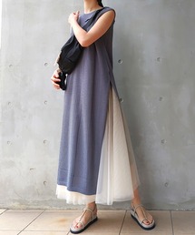 Q | 透かし柄ニットワンピース(ワンピース)