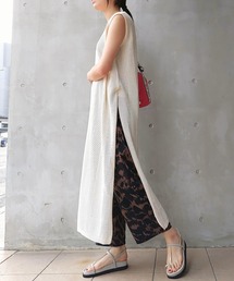 透かし柄ニットワンピース