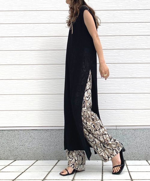 Q(キュー)の「透かし柄ニットワンピース(ワンピース・レディース・ブラック/アイボリー/グレー・MEDIUM)」の19枚目の写真