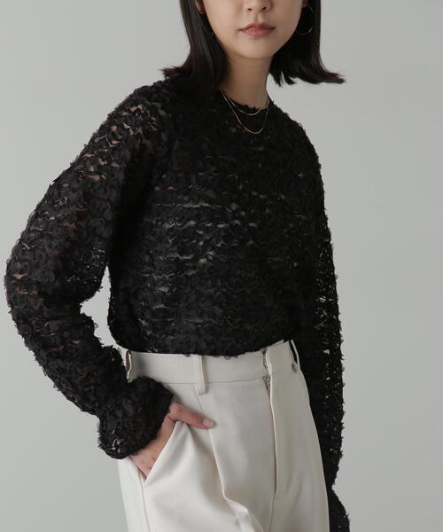 FREE'S MART(フリーズマート)の「◆レースフリルブラウス(シャツ/ブラウス・レディース・ホワイト/ブラック・FREE)」の4枚目の写真