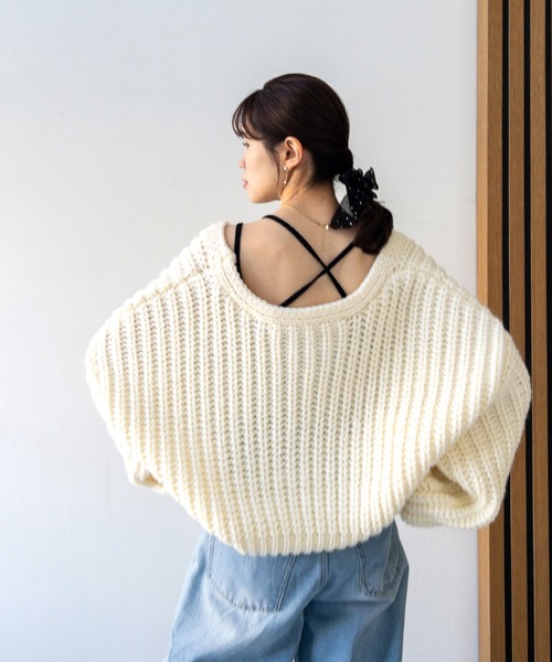 2wayシャギーカシュクールニット
