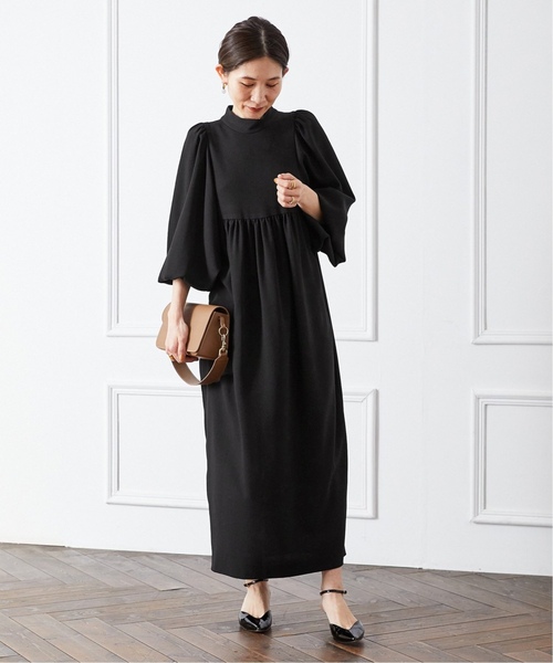 ヴェルメイユパーイエナ　ヘム刺繍カットサテンドレス　ワンピース　ゴールド　F セール】《追加2》アセテートバックサテンジョーゼットワンピース