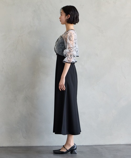 AIMER(エメ)の「2WAY線画フラワー刺繍ボレロレイヤードパーティードレス 結婚式 お呼ばれ ドレス 20代 30代 40代(ドレス・レディース・モカ/ブラック/カーキ/サックスブルー・SMALL/MEDIUM/LARGE)」の19枚目の写真