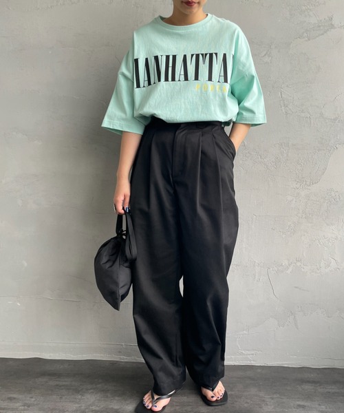 Manhattan Portage（マンハッタンポーテージ）の「[MANHATTAN PORTAGE/マンハッタンポーテージ] 別注 ショート丈プリントTシャツ（Tシャツ/カットソー・レディース・ネイビー/イエロー/ホワイト/ライム・F）」の11枚目の写真